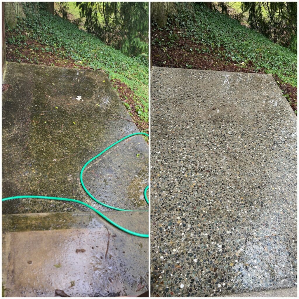 Before & after patio cleaning.