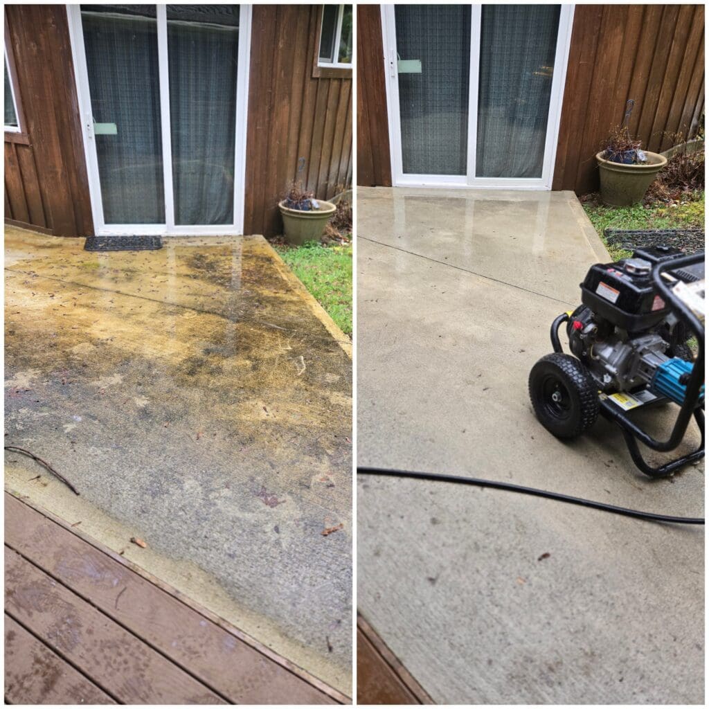 Before & after pressure washing patio.